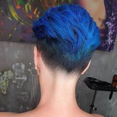 Hair Color And Cut Ideas, Hair Colors For Short Hair, Pixie Hair Color, Blue Hair Color, Brunette Pixie, Bright Hair Colors, Men Hair Color, Pixie Hair