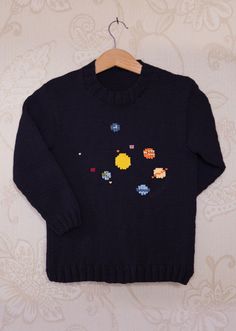 Intarsia - Solar System Chart - Childrens Sweater Knitting pattern by Instarsia Solar System Chart, Dog Jumper Knitting Pattern, Pixel Crochet Blanket, Intarsia Knitting, Things To Knit, Jumper Knitting Pattern, Pixel Crochet, Sweater Knitting Pattern, Play On Words