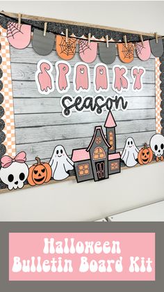 a bulletin board with halloween decorations on it