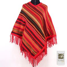 These ponchos are handmade by artisans from Cusco-Peru, a living Inca city. Our artisans who still preserve the traditional way weave by hand using Alpaca wool. Our very warm and cozy ponchos! ❤ With unique techniques and designs, these ponchos are handmade by Quechua artisans in the Andes. These luxurious wool ponchos are not only stunning and special but will keep you super warm in winter and fall. When cared for properly, these ponchos will last for years. The stunning and eye-catching design Hand Knit Poncho, Geometric Knit, Wool Sweaters Womens, Cusco Peru, Ladies Poncho, Wool Poncho, Alpaca Sweater, Knit Alpaca, Knitted Poncho