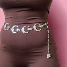 Stand out from the crowd with our bold and beautiful belly chain! This chain is perfect for adding some extra flair to any outfit. WHAT'S INCLUDED: One Belly Chain along with a 4 inch extender! (FOR EXAMPLE: if you choose size Medium it will be a total of 38 inches with 34 inches being the tightest setting) 18K Gold Plated Brass / Silver Plated Brass Lobster Clasp Fastening Handmade with ♡ If you're looking for extra customization please reach out to me! Cheap Bohemian Waist Chain, Trendy Chain Body Jewelry For Festival, Trendy Festival Body Jewelry With Chain, Festival Silver Body Chain, Festival Adjustable Waist Chain, Trendy Silver Body Jewelry With Adjustable Chain, Silver Metal Body Chain For Night Out, Trendy Body Jewelry With Chain Strap, Silver Chain Belt For Night Out