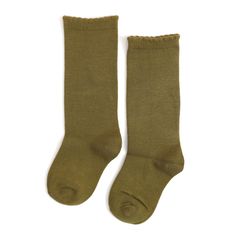 girls olive scallop trim knee high socks Soft Socks For Winter, Soft Stretch Socks For Fall, Warm Solid Socks For Fall, Comfortable Socks For Winter Playtime, Green Cotton Winter Socks, Non-slip Stretch Cotton Socks, Comfortable Winter Socks For Playtime, Comfortable Socks For Playtime In Winter, Comfortable Playtime Winter Socks