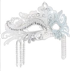 Glamorous Masquerade Mask For Carnival, Silver Mask For Mardi Gras Evening, Silver Masks And Prosthetics For Mardi Gras Party, Silver Masks And Prosthetics For Halloween Party, Elegant Silver Masks And Prosthetics For Party, Silver Masquerade Mask For Mardi Gras Evening, Silver Masks And Prosthetics For Carnival Party, Silver Masquerade Mask With Rhinestones For Costume Party, Silver Costume Accessories For Halloween Masquerade