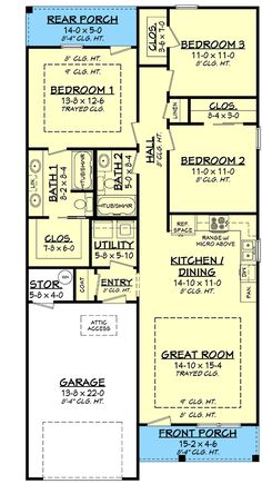 the floor plan for a two story house with an attached garage and living room area