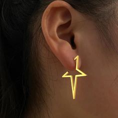 Stainless Steel Gold Plated Lightweight, Good Quality And Very Delicate, Great For Daily Wear Earrings 2022, Punk Earrings, Metal Fashion, Casual Jewelry, Star Earrings Stud, Estilo Hip Hop, Steel Earrings, Waterproof Jewelry, Stud Earrings For Women