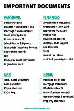 an important document for the homeowner is shown in this printable checklist