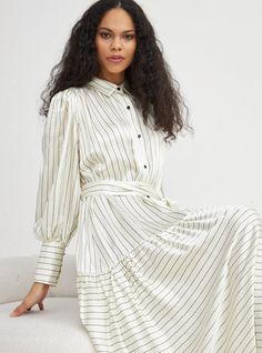 Model Height: 177 cm %100 Viscose Length: 145cm Belted Maxi Dress, Linen Kimono, White Balloons, Fitted Trousers, Model Height, Dress Collection, Knitwear, Tunic Tops, Organic Cotton