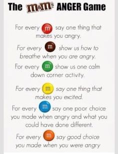 an image of a poem that says, the m & m feeling game for every