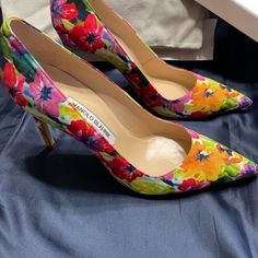 Manolo Blahnik Bb Pumps In A Beautiful Floral Print, Size 38.5. Brand New, Only Tried On Once With Purchase & Then Again To Realize They're Too Small. These Beauties Will Elevate Any Outfit! Grab Them! Chic Floral Print Heels For Wedding, Multicolor Floral Print Heels For Formal Occasions, Formal Multicolor Heels With Floral Print, Chic Formal Heels With Floral Print, Chic Floral Print Heels For Formal Occasions, Elegant Fitted Multicolor Heels, Formal Multicolor Floral Print Heels, Chic Floral Print Formal Heels, Multicolor Heels For Spring Formal Events