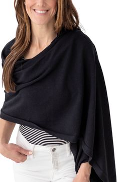 An ultrasoft and stylish scarf made of plush organic cotton is a travel essential and can be used as a shawl or blanket to keep you comfortable anywhere you go. 28" x 78" 100% organic cotton Machine wash, tumble dry Imported Shawl For Women, Travel Scarf, Cashmere Poncho, Stylish Scarves, Cotton Throws, Knit Outfit, Charcoal Color, Look Chic, Cotton On