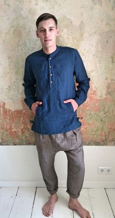 Men's linen blouse/sweatshirt/Linen top/ Beige linen/Long sleeve shirt/Linen blouse/Gift for him/Linen shirts for man/Handmade clothing by VA2DU on Etsy Casual Long Sleeve Tops With Functional Buttons, Navy Relaxed Fit Shirt With Buttons, Navy Casual Tops With Button Cuffs, Casual Navy Tops With Button Cuffs, Navy Casual Top With Button Cuffs, Casual Navy Top With Button Cuffs, Casual Summer Tops With Buttons, Navy Casual Shirt With Buttons, Casual Collar Linen Shirt With Buttons