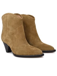 100% Calf leather | Isabel Marant Women's Darizo Suede Ankle Boots in Taupe | FW23/24 Isabel Marant Sneakers, Sneaker Wedge, Suede Ankle Boots, Luxury Retail, Bridal Shoes, Manolo Blahnik, Isabel Marant, Valentino Garavani, High Heel Shoes