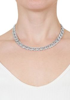 Emanating a magnetic allure, this stunning silver-plated necklace from Belk Silverworks is perfect for your next occasion. | Belk Silverworks Silver Plated 16'' + 2" Extender Curb Chain Necklace Trendy Silver Hypoallergenic Necklace, Trendy Hypoallergenic Silver Necklace, Trendy Silver Necklace For Formal Occasions, Curb Chain Necklace, Silver Plated Necklace, Curb Chain, Silver Plate, Silver Plated, Chain Necklace