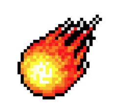 an image of a fireball in pixel art