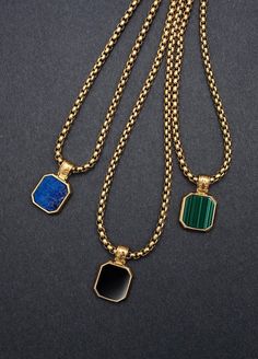 Men's Gold Necklace with Square Blue Lapis Pendant - Nialaya Jewelry Notes Drawing, Mens Accessories Necklace, Gold Necklace For Men, Lapis Pendant, Modern Necklace, Mens Fashion Jewelry, Malachite Pendant, Fancy Jewellery Designs, Mens Gold Jewelry