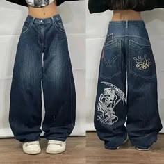 ABEBEY American New Solid Color Gray Washed Baggy Jeans Female Y2K High Street Vintage Fashion Gothic Casual High Waist Wide Trousers Size Waist Hips Length slack bottom S 78cm(30.75") 108cm(42.5") 104cm(41") 50cm(19.75") M 80cm(31.5") 110cm(43.25") 105cm(41.25") 52cm(20.5") L 84cm(33") 114cm(45") 106cm(41.75") 53cm(21") XL 88cm(34.75") 118cm(46.5") 107cm(42.25") 54cm(21.25") XXL 92cm(36.25") 122cm(48") 108cm(42.5") 55cm(21.75") sometimes has some errors, but always within 3cm." Please note 1 cm = 0.39 inch,1 inch = 2.54 cm. Please feel free to contact us when finding difficulty in choosing size,we will give you the best option. Brand Name ABEBEY Material POLYESTER Elasticity Non Strech Fabric Type Stripe Length full length Fit Type regular Style Casual Decoration Do old Origin Mainland US Pants Fit, Printed Jeans, Y2k Retro