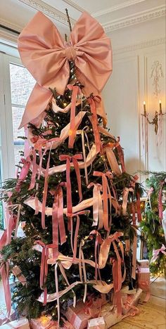 Pink Bow Christmas Tree, Coquette Christmas Tree, Rococo Christmas, Xmas Aesthetic, Ribbon Decor, Bow Tree, Girly Christmas Gifts, A Pink Christmas