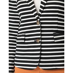 Elegant and casual, this blazer is suitable for everyday wear. Striped prints instantly elevate this casual blazer and make it a sophisticated choice for day or night. The special striped design makes you stand out from the crowed. Team yours with a tank top and stretchy jeans to work or meeting. Stylish Blazer, Women's Suits, Stretchy Jeans, Blazer Black, Striped Blazer, Casual Blazer, Notched Collar, Black Blazers, Black Media