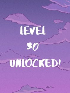 the words level 50 unlocked are written in white ink on a purple background with mountains