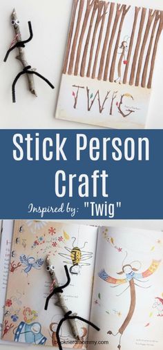 an open book with the title stick person craft