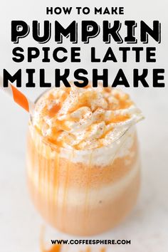 pumpkin spice latte milkshake with text overlay