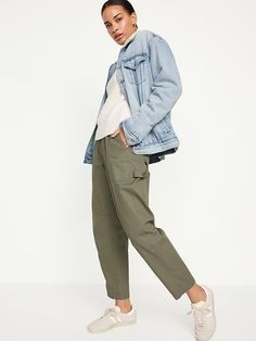 High-Waisted Pulla Utility Pants | Old Navy Styling Utility Pants, Spring High-waisted Utility Pants, High-waisted Utility Pants With Loose Fit, Mid-rise Relaxed Fit Utility Work Pants, Relaxed Fit High-waisted Utility Pants, High-rise Relaxed Fit Utility Pants, Utility Pants Outfit, Quick Dry Pants, Utility Pockets