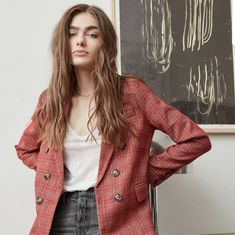 Heartloom Ivy Blazer. Size Medium. New With Tags Red Button-up Blazer For Fall, Casual Red Fall Blazer, Casual Red Blazer For Fall, Chic Red Fall Blazer, Trendy Red Blazer For Spring, Linen Blazers Women, Navy Blue Blazer, Cropped Blazer, Striped Blazer