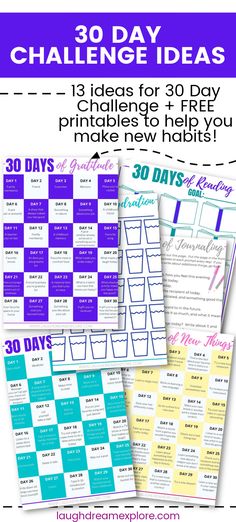 Check out this list of 30 day challenge ideas! There's something for everyone - 30 day fitness challenges, 30 day self care challenge (which I think is perfect for anyone!), 30 day gratitude challenge, and more! Plus get 22 pages of FREE printables to get you going on your own creative 30 day challenge! Did I mention these are perfect for kicking off your New Year Resolution ideas?! #30daychallenge #gratitudechallenge #RAOKchallenge #selfcare #selfcarechallenge #newyear #resolutions Fit Challenge 30 Day, Bujo Challenge 30 Day, Monthly Challenge Ideas 30 Day, Challenges 30 Day, 30 Day Challenge List, Challenged To Do With Friends, 30 Day Gratitude Challenge, 30 Day Self Care Challenge, Resolution Ideas