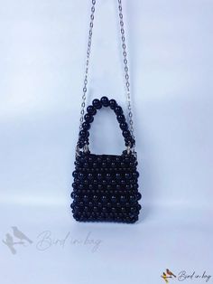 Bird in Bag - Black Fashion Clothing Pearl Handbag, Bag Style, Bird In Bag, Square Bag, Bag Fashion, Black Handbags, Recycled Materials, Faux Pearl, Special Features