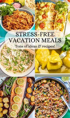 This collection of easy vacation meals - including ideas and recipes - will help you plan and enjoy delicious, fuss-free, family friendly meals that require minimal ingredients and zero stress. Family Vacation Meals, Beach Vacation Meals, Easy Vacation Meals, Vacation Meal Planning, Slow Cooker Bbq Chicken, Food On The Table, Beach Dinner, Vacation Meals, Dinners To Make