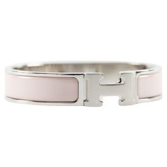 Hermès Clic H GM Bracelet in Rose Candeur & Palladium Wrist size: 16.8 cm Width: 8 mm Made in France Hermes Bracelet Silver, H Bracelet, Hermes Bracelet, Modern Bracelets, Pink Bracelet, Bracelet Silver, Made In, Silver Bracelets, Made In France