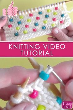 two pictures showing how to crochet the knitting video