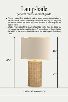 the lamp shade measurements guide for lampshade, with instructions on how to use it