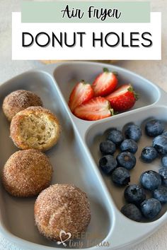 These air fryer donut holes come together with only 4 main ingredients for the perfect, quick treat. They’re egg-free, dairy-free, and nut-free and will satisfy that sweet craving in just a few minutes! Bananas Air Fryer, Air Fryer Donut Holes, Tiny Bellies, Kids Foods, Family Breakfast Recipes, Roman Food, Baby Breakfast, Kid Meals, Kid Recipes