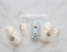 Nail Noel, Nail Art Noel, Minimal Nails Art, Gel Nails Diy