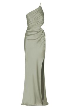 La Lune Asym Gathered Maxi Dress - Sage Gathered Maxi Dress, Sage Dresses, Asymmetrical Maxi Dress, High Neck Midi Dress, Backless Midi Dress, Sage Dress, Shona Joy, Ruched Midi Dress, Silk Touch