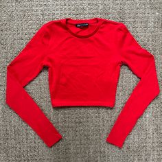 Gorgeous Red Long Sleeve Crop Top From Zara! Only Worn Once - In Brand New Condition! Red Long Sleeve Crop Top, Red Long Sleeve, Long Sleeve Crop, Zara Tops, Long Sleeve Crop Top, Crop Top, Zara, Womens Tops, Crop Tops