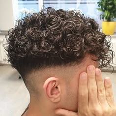 Fade Haircut Curly Hair, Haircut Selfie, Male Haircuts Curly, Curly Hair Fade, Gents Hair Style, Men Haircut Curly Hair, French Twist Hair, Faded Hair, Boys With Curly Hair