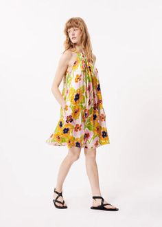 Alisier Swing Mini Dress - FRNCH - Spicy Garden Creme Summer Multicolor A-line Floral Dress, Summer Sleeveless Printed Dress For Garden Party, Summer Sleeveless Dress With Prints For Garden Party, Spring Multicolor Sundress For Garden Party, Multicolor A-line Floral Dress For Beach, Summer Multicolor A-line Mini Dress, Sleeveless Multicolor Floral Summer Dress, Multicolor Sleeveless Floral Summer Dress, Multicolor Sleeveless Summer Floral Dress