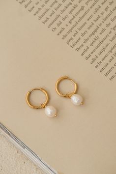 Pearl Earrings Handmade, Large Pearl Earrings, Pearl Earrings Gold, Earrings Gold Hoop, Vintage Drop Earrings, Handmade Gold Jewellery, Gold Filled Hoops, Fresh Water Pearl, Water Pearls