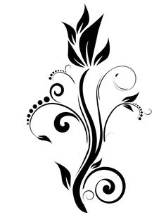 a black and white flower with swirls on the side, in an artistic manner