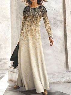 Full Sleeve Long Dress, Full Sleeves Dress, Party Dress Women, Maxi Dresses Fall, Brocade Dresses, Dress Autumn, Plus Size Maxi Dresses, Maxi Dresses Casual, Long Sleeve Maxi