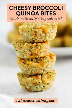 broccoli quinoa bites stacked on top of each other