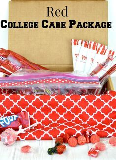 the college care package is packed with candy