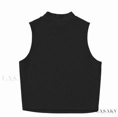 Lasaky - Chic Sleeveless Knitted Crop Top with High Collar and Exposed Midriff Knitted Crop Top, Tank Top Straps, Tank Top Bras, Sleeveless Crop Top, Cut Out Design, Crop Top Blouse, Contrast Stitch, Mandarin Collar, High Collar