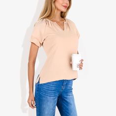 Elevate your everyday style with the Anna-Kaci Women's Short Sleeve V-Neck Blouse, a chic piece that combines comfort with elegance. This blouse is designed to flatter with its V-neckline and adds a playful touch with double layer ruffle sleeves.

- Size: X-Large
- Color: Beige
- Material: Lightweight, breathable fabric
- Gender: Female
- Age Group: Adult

Ideal for a variety of occasions, from casual outings to more formal gatherings, this blouse pairs effortlessly with jeans, skirts, or tailor Feminine Beige V-neck Blouse, Spring V-neck Short Sleeve Top For Work, Chic Split Neck Top For Brunch, Solid Color Feminine V-neck Top, Feminine Beige V-neck Top, Beige V-neck Blouse For Day Out, Casual V-neck Top With Short Sleeves For Brunch, Gathered Neckline, Ruffle Sleeve Blouse