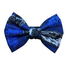 a close up of a bow tie with an image of a star wars character on it