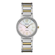 Dress up any casual or business attire with this sophisticated women's Seiko watch. Click on this JEWELRY & WATCHES GUIDE to learn about fit, styles, materials and more! Dress up any casual or business attire with this sophisticated women's Seiko watch. Click on this JEWELRY & WATCHES GUIDE to learn about fit, styles, materials and more! DISPLAY Dial type: Mother-of-pearl Face cover material: sapphire crystalCASE Material: stainless steel Caseback material: stainless steel Waterproof screw-down Elegant Analog Display Watches For Anniversary, Elegant Anniversary Watch With Analog Display, Solar Watch, Seiko Watch, Seiko Watches, Business Attire, Face Cover, Watch Design, Link Bracelets