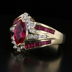 Description: 💍 This stunning Vintage Lab Ruby Diamond Ring is crafted in 14K yellow gold, weighing 5.9 grams. The ring features a vibrant marquise-cut lab-created ruby, surrounded by dazzling diamonds that enhance its rich red hue. A perfect blend of elegance and sophistication, this ring is an exquisite addition to any jewelry collection. Specifications: Weight: 5.9 grams Material: 14K Yellow Gold Main Stone: Lab Ruby Main Stone Shape: Marquise Main Stone Color: Red Item Code: 892042 Red Lab, Ruby Ring Vintage, Ruby Diamond Ring, Ruby Earrings Studs, Groom Accessories, Ruby Diamond Rings, Ruby Pendant, Ruby Sapphire, Bridal Bands