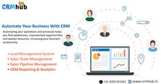 a laptop with icons surrounding it and the words automate your business with crm